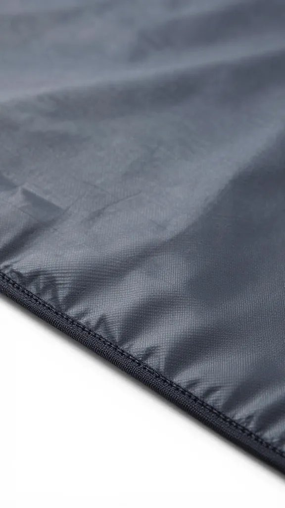 closeup of waterproof picnic mat edge under blanket