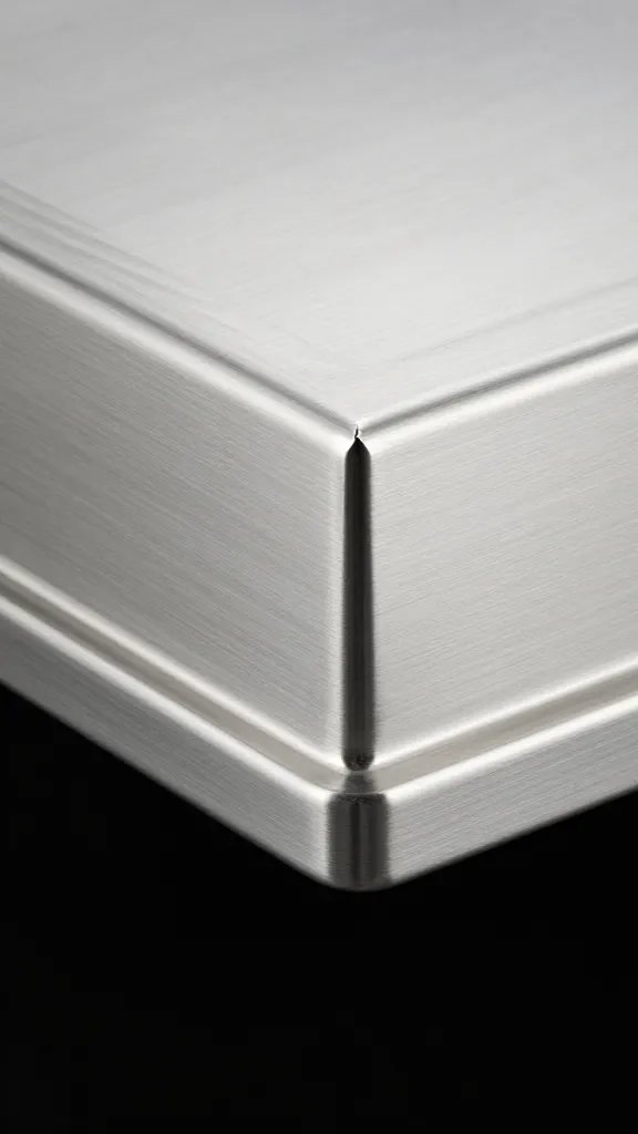 stainless grill lid edge with visible sharp dent