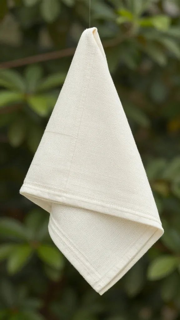 single linen napkin folded over wrist outdoors