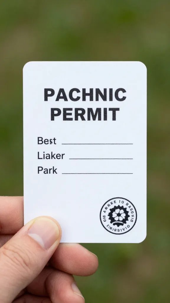 hand holding picnic permit card with park seal