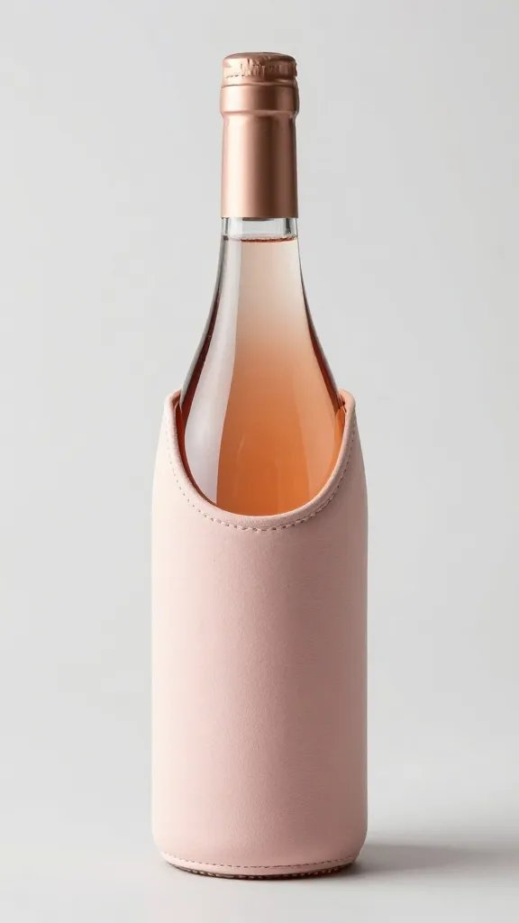 discreet corked rosé bottle in soft neoprene sleeve