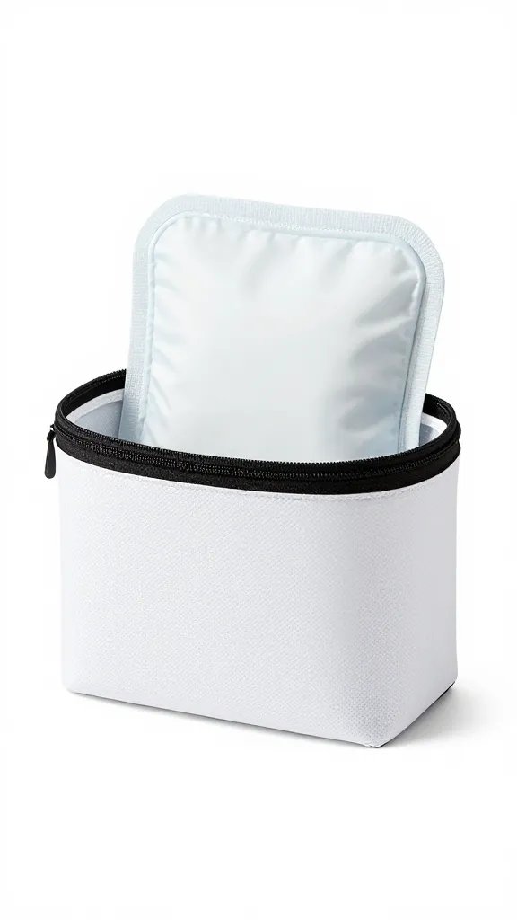 reusable ice pack inside small zip cooler bag
