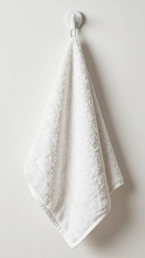 microfiber towel hanging on designated hook, closeup