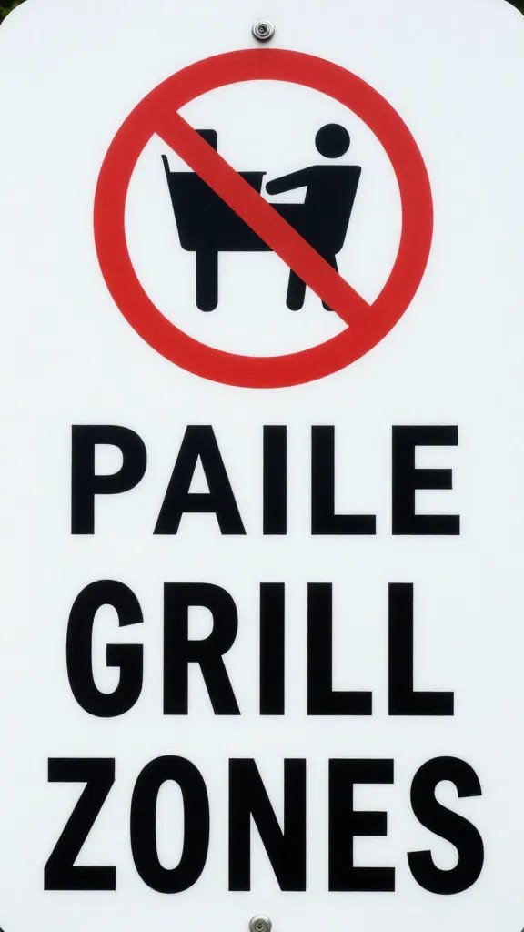 closeup of a park rule sign about grill zones