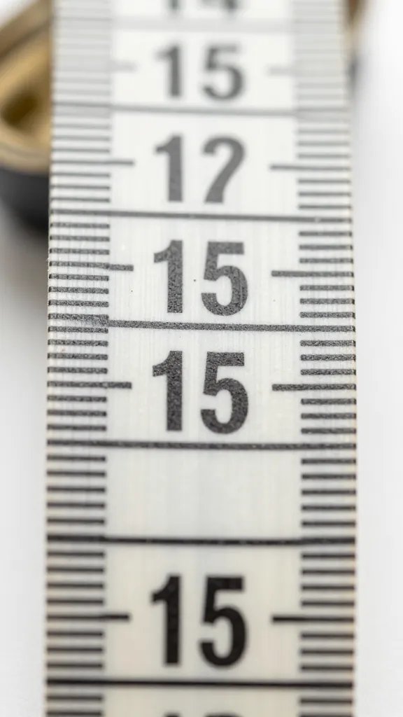 closeup of a measuring tape showing 15 feet marker