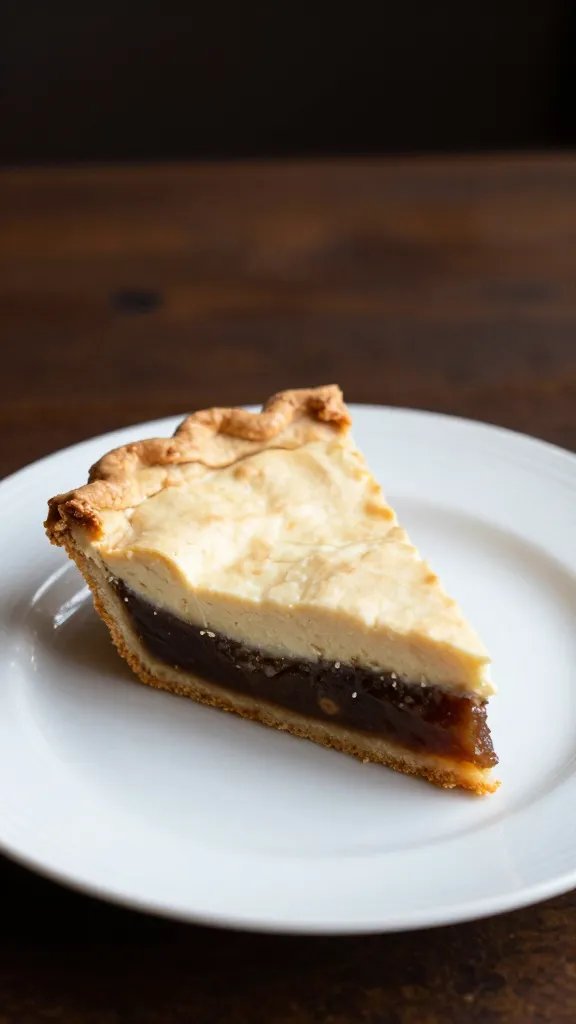 lone dessert plate with slice of pie, shallow focus