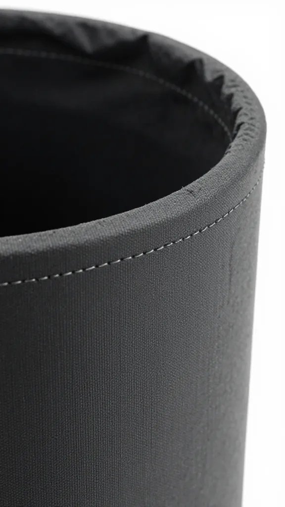 geotextile fabric liner edge inside pot, macro seam detail