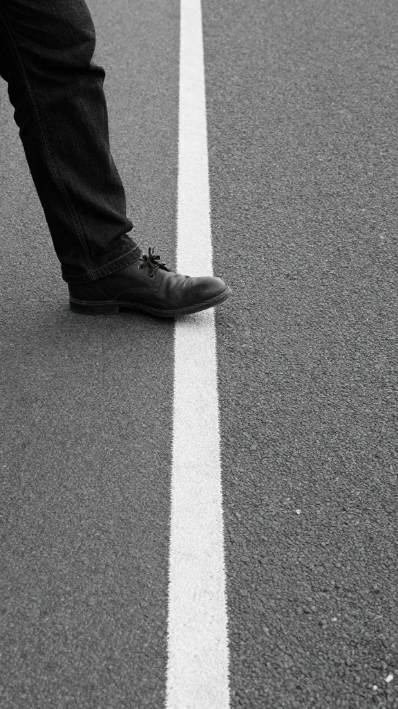 lone shoe tip touching invisible boundary line