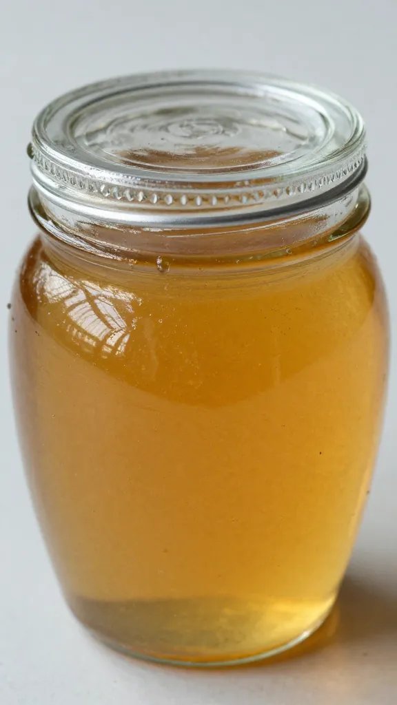 sealed glass honey jar with tight lid, closeup