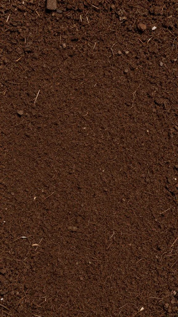 dense potting soil pruned to expose surface, closeup