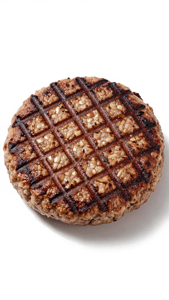 single burger patty with perfect grill marks