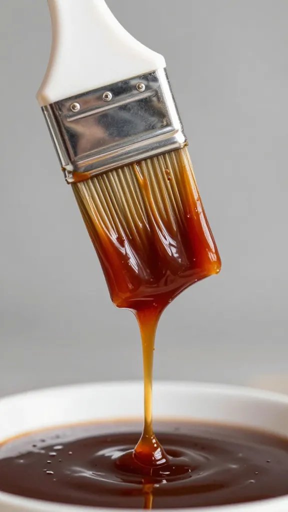 clean basting brush dripping with barbecue sauce