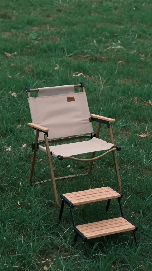lone camp chair placed two steps from grill