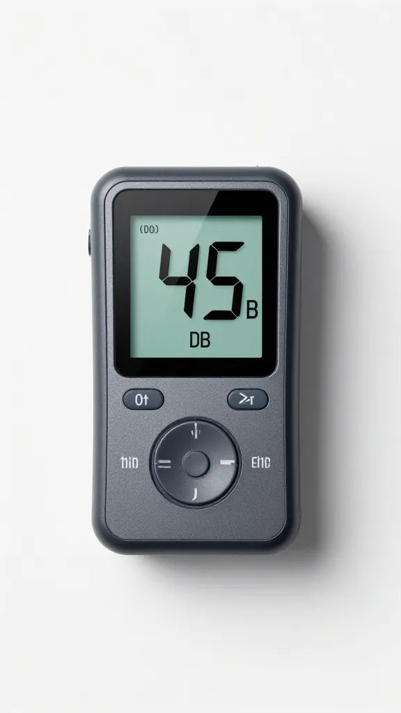 wall-mounted decibel meter reading 45 dB