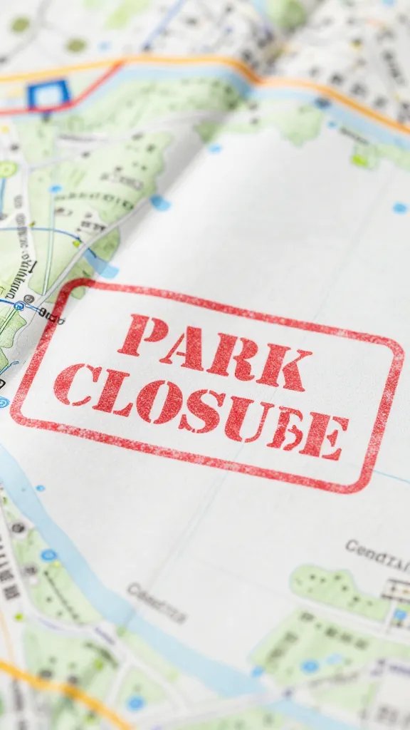 closeup of folded trail map with park closure stamp