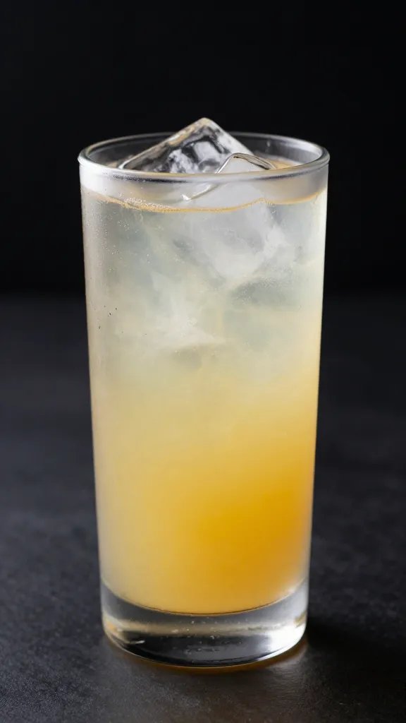 Frosted glass tumbler of citrus spritz with ice