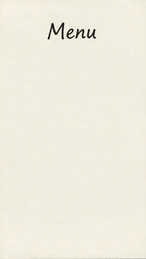 Handwritten menu card on textured cardstock