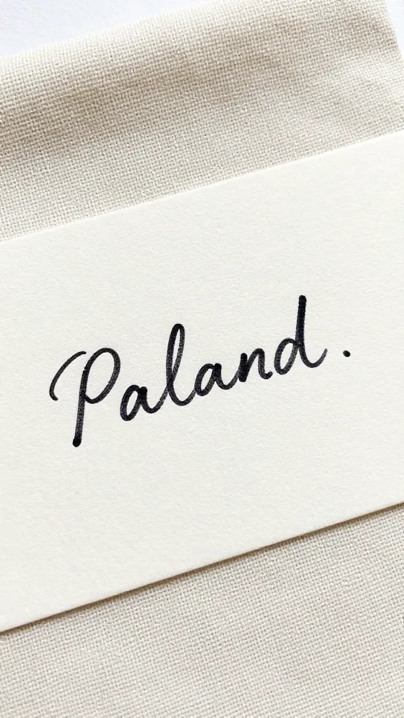 handwritten place card on linen napkin, macro shot