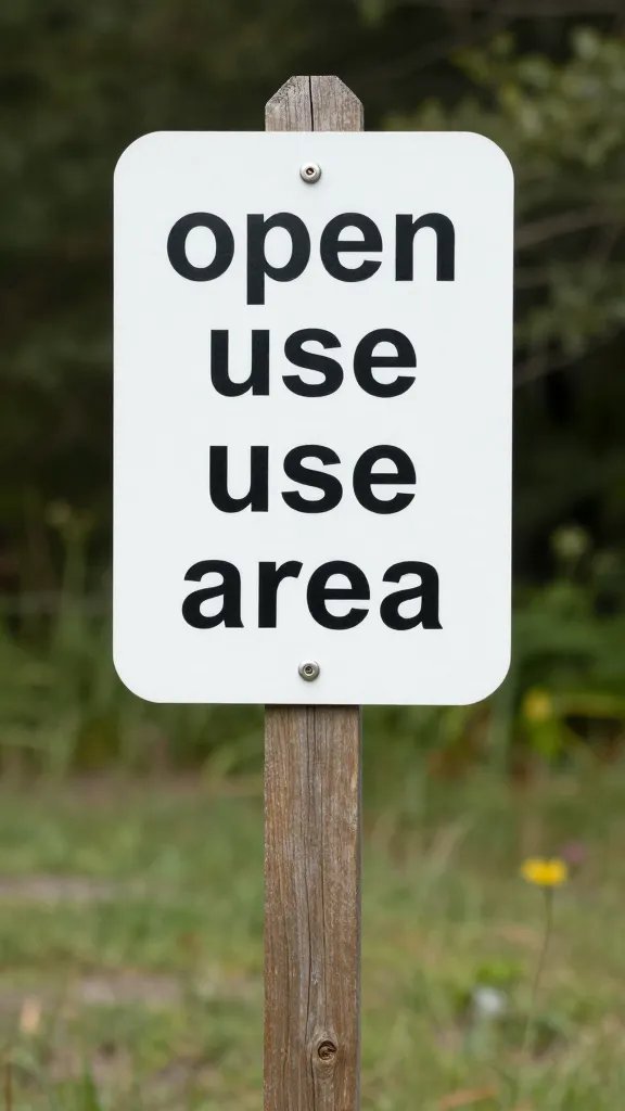shaded picnic lawn signpost reading “open use area”