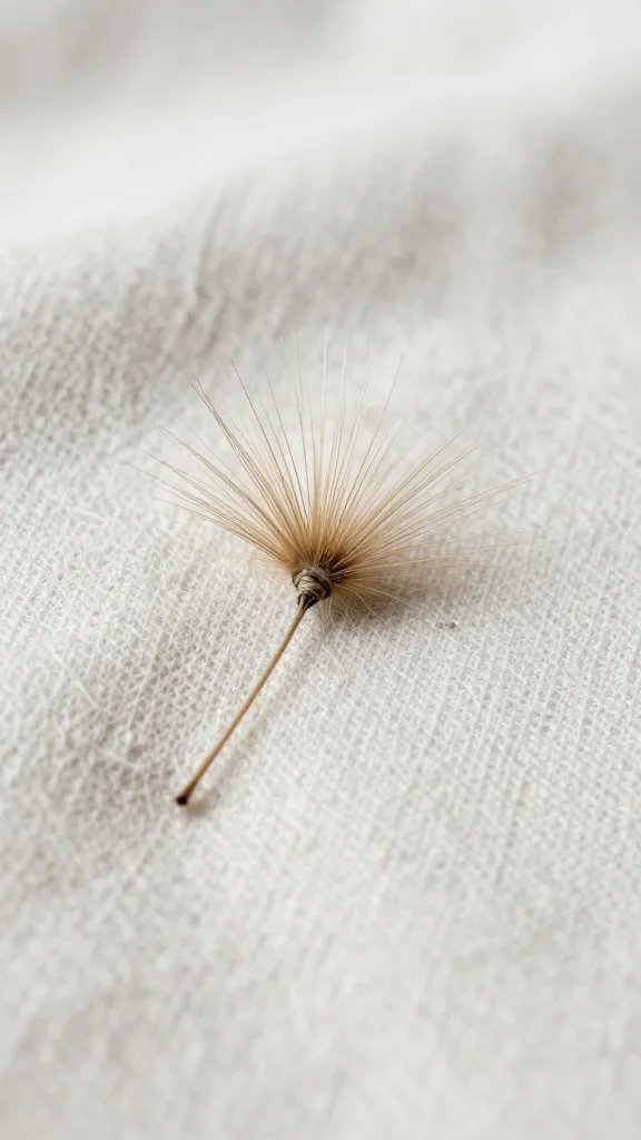 Closeup seed head stuck to wool picnic blanket