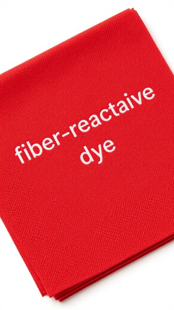 closeup red cotton napkin labeled “fiber-reactive dye”