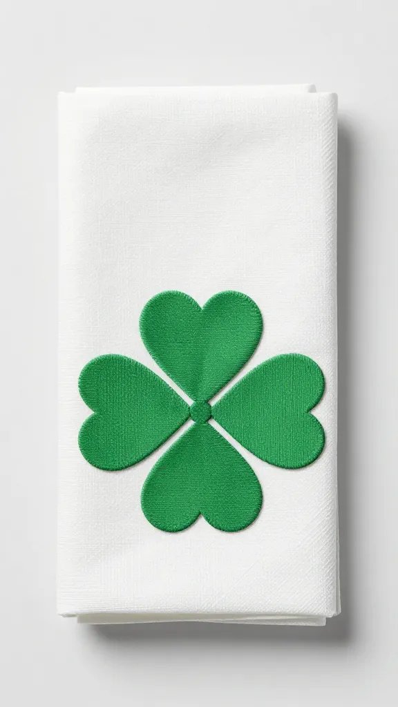 folded clover napkin edge-lock detail, shallow depth