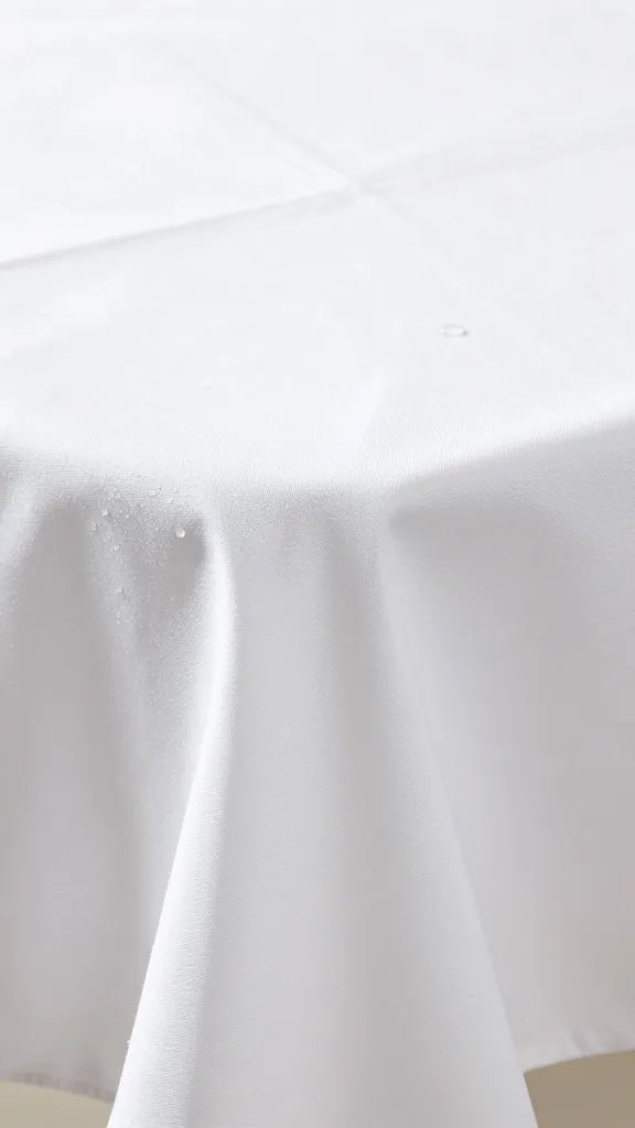 polyester picnic tablecloth beading water droplets, macro