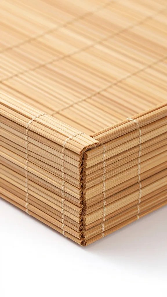 bamboo blanket edge with mitered corner seam, closeup