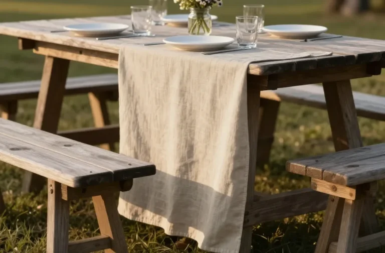 Viral Hack the "Waterfall" Fold: How to Drap Linens Off the Edge of a Picnic Table