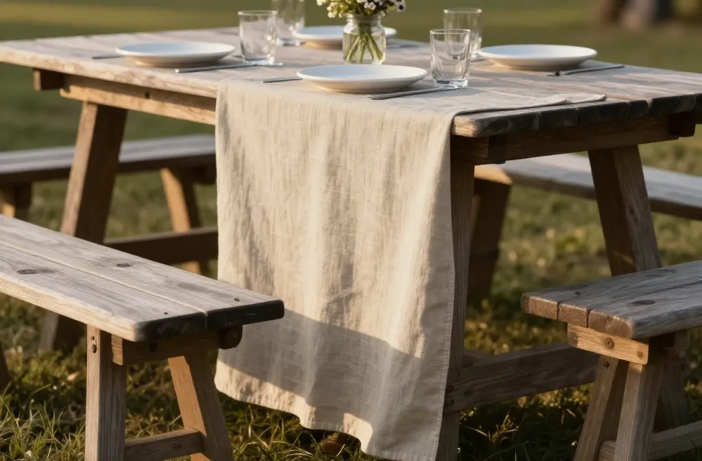 Viral Hack the "Waterfall" Fold: How to Drap Linens Off the Edge of a Picnic Table