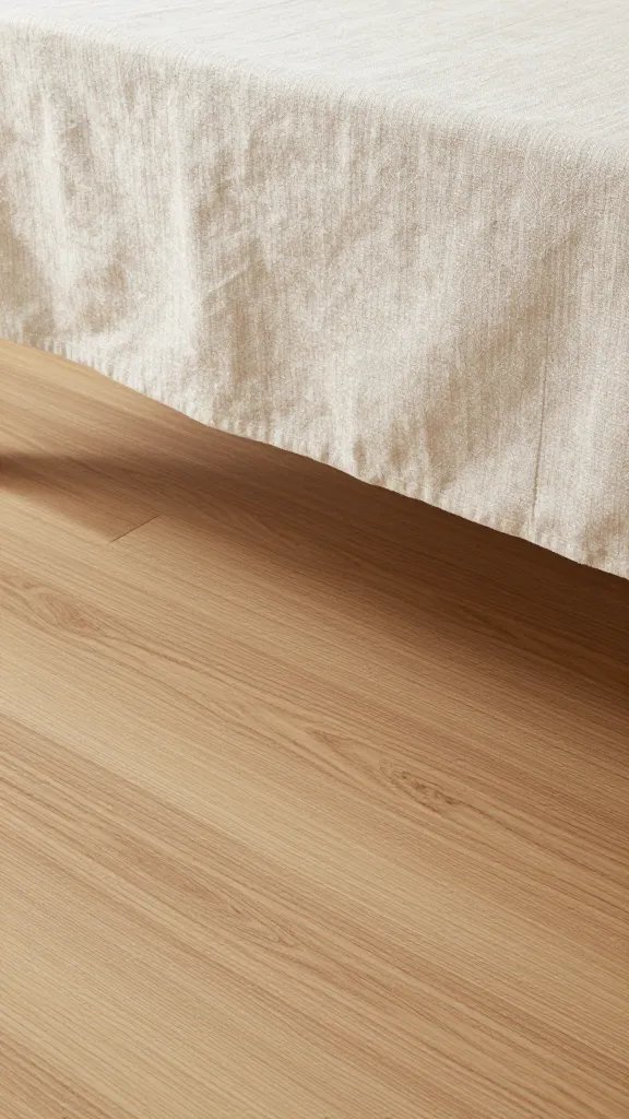 wood grain under taut tabletop linen drape