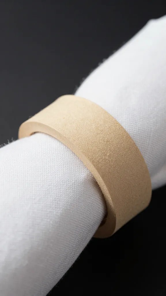 macro shot cotton sash cord napkin ring, natural finish