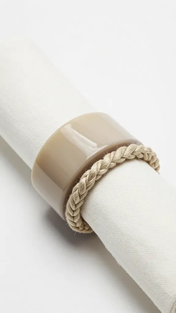 glossy nautical rope napkin ring, sand-resistant sheen