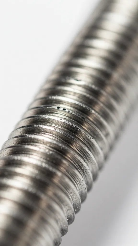 stainless steel fid threading polypropylene rope, macro detail
