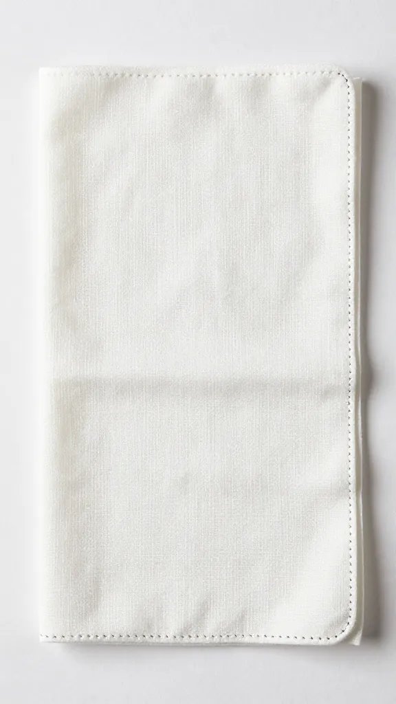 hemstitched cotton napkin beneath soft gauze, tight crop