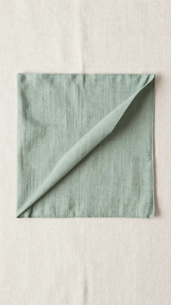 flax linen square under sage gauze triangle fold