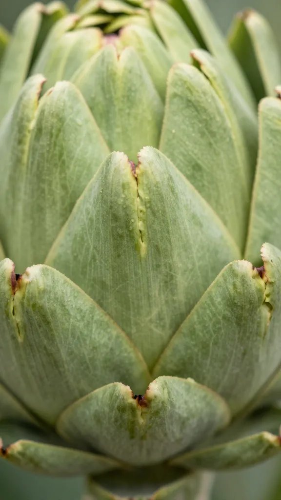 closeup of artichoke fold planter edge, tight foliage overlap