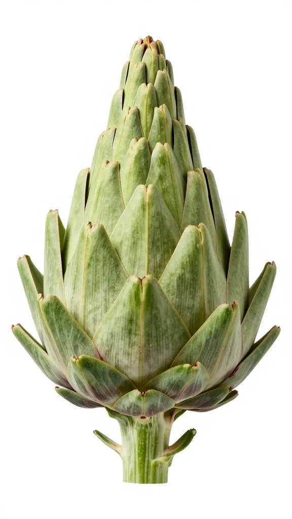 center crown of artichoke fold, stepped height foliage