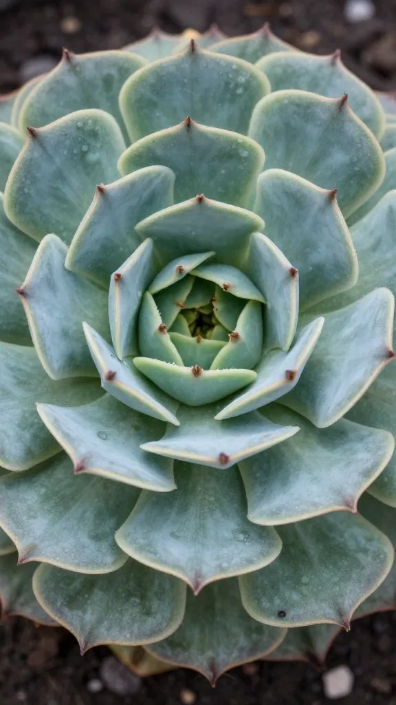 single echeveria rosette anchoring artichoke fold center