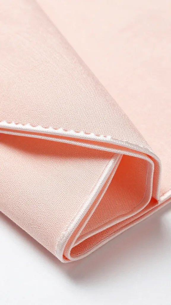 taffeta napkin crisp fold macro, knife-edge detail