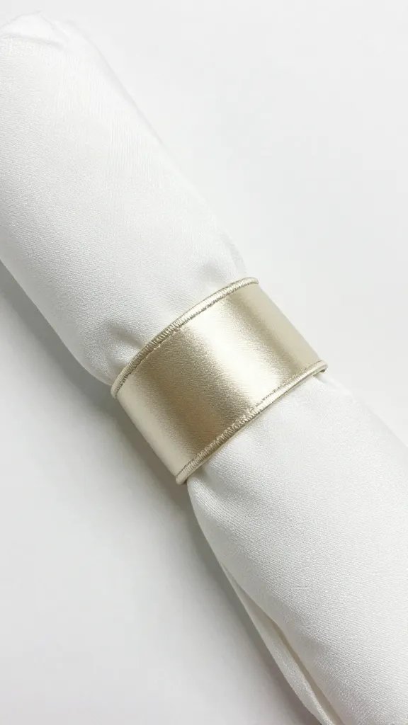 satin napkin ring detail on smooth polyester surface