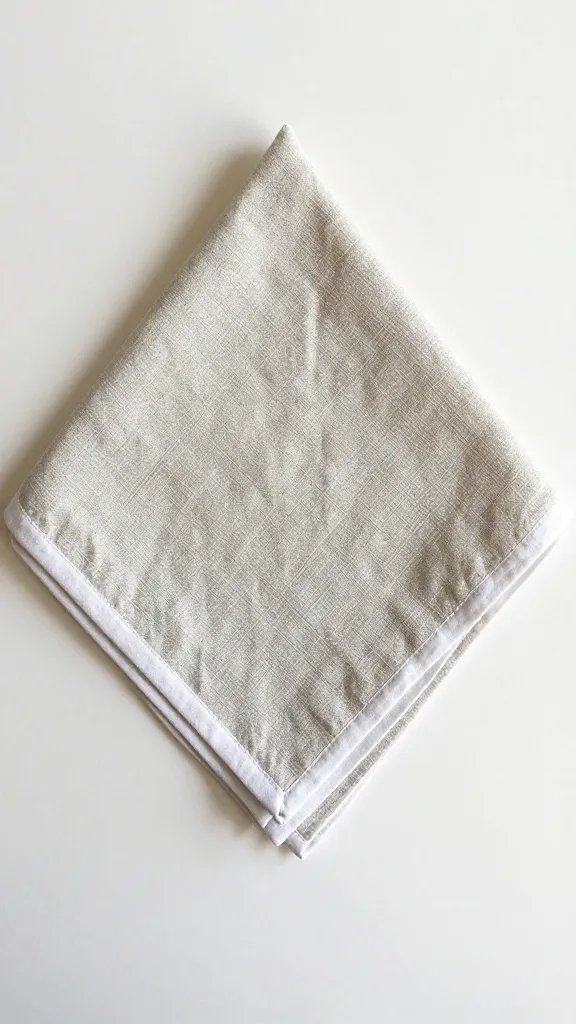 diamond-fold linen napkin with crisp edges, natural light