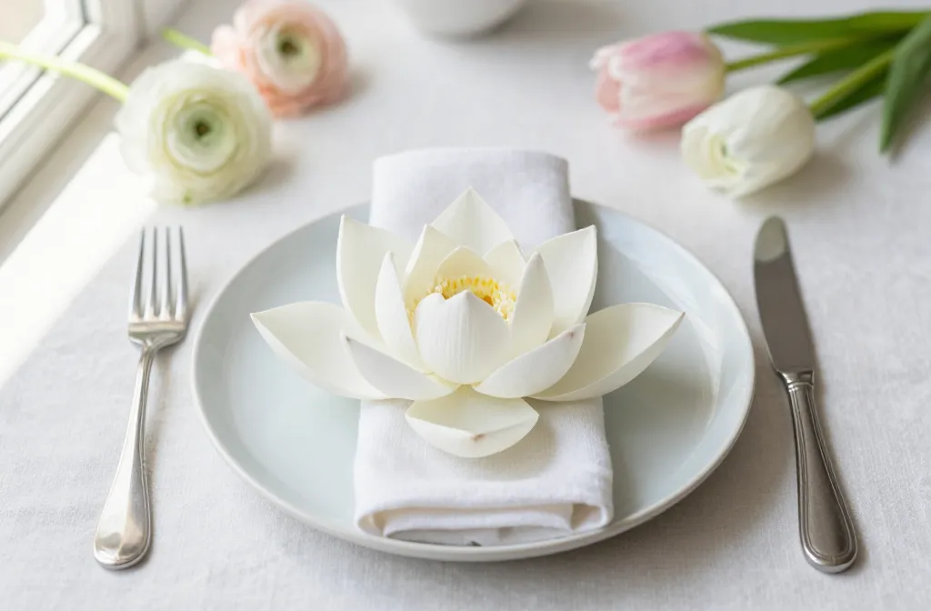 The Secret to How to Fold a Napkin Into a Lotus Flower for Spring Brunches