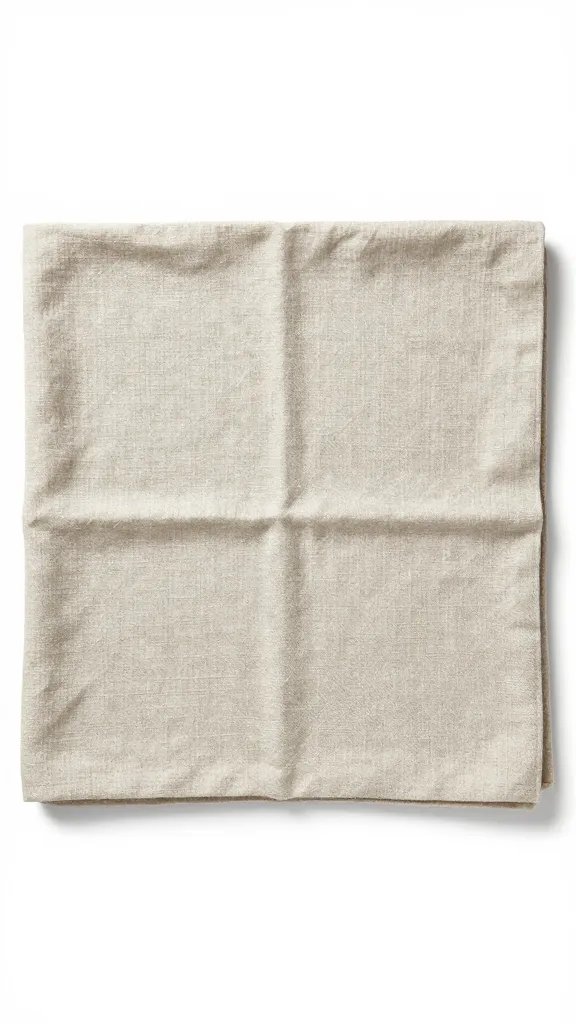 18-inch square linen napkin, flat and centered, studio light