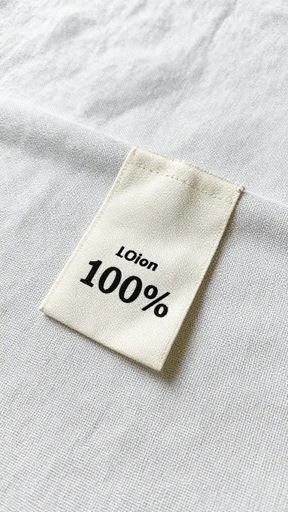 closeup of 100% linen tablecloth selvedge with woven label