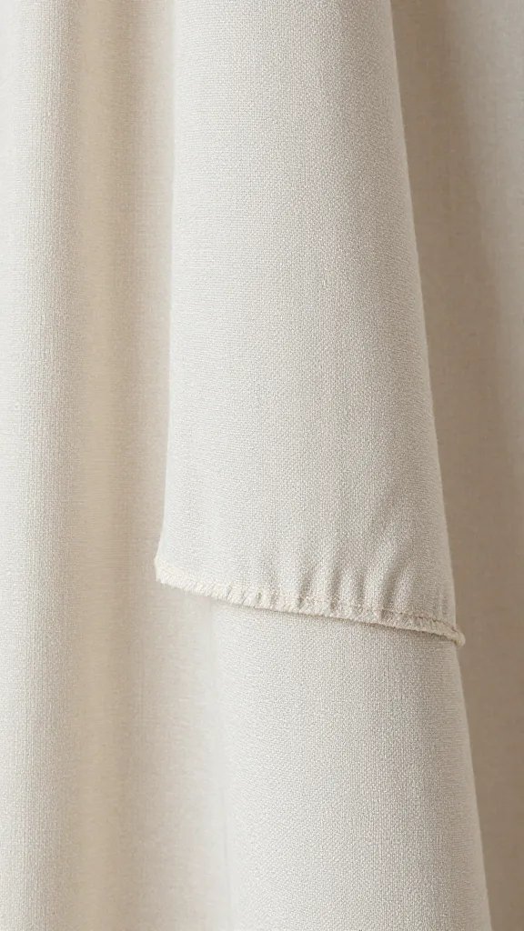 closeup of draped linen edge showing mitered corner seam