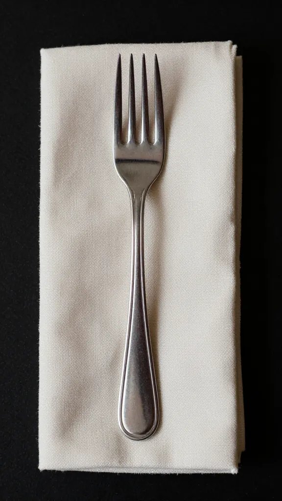 closeup of cloth napkin pouch holding a single fork