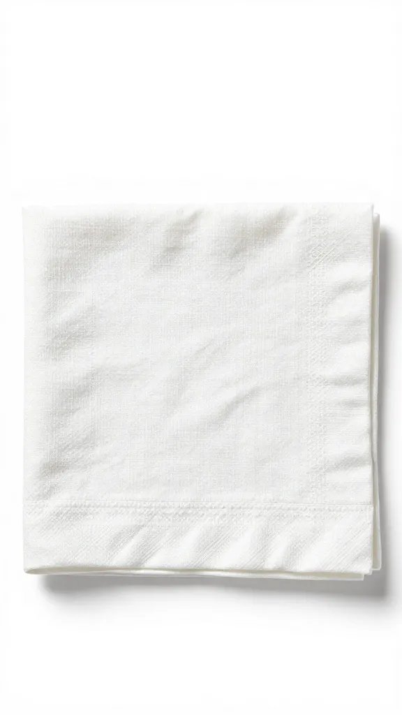 square cotton napkin mid-fold, forming pouch corner