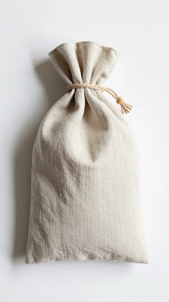 linen napkin pouch sealed with small twine knot