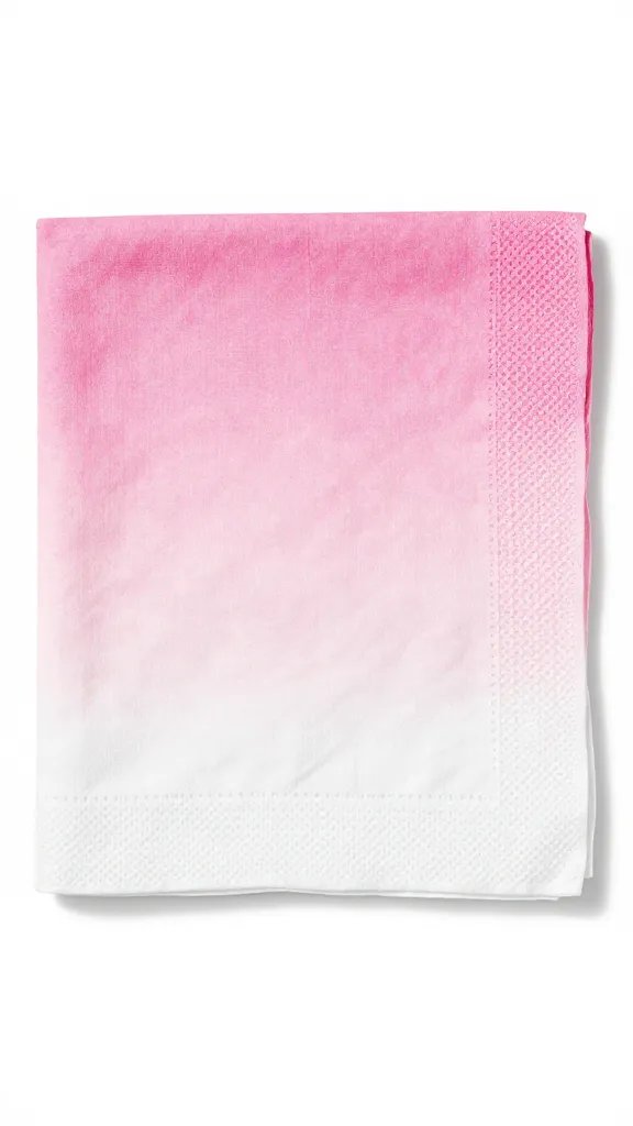 single dip-dyed cotton napkin gradient from pink to white